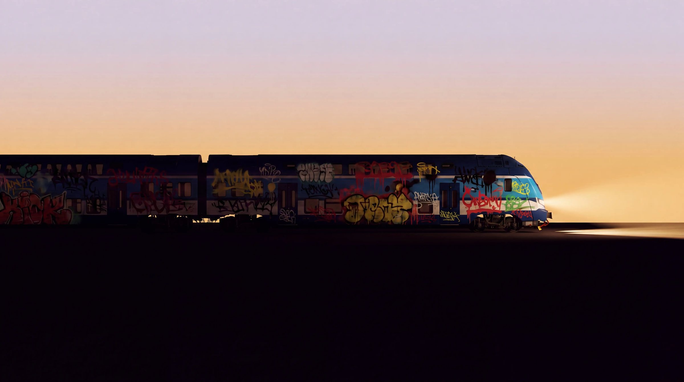 The same vehicle covered in graffiti